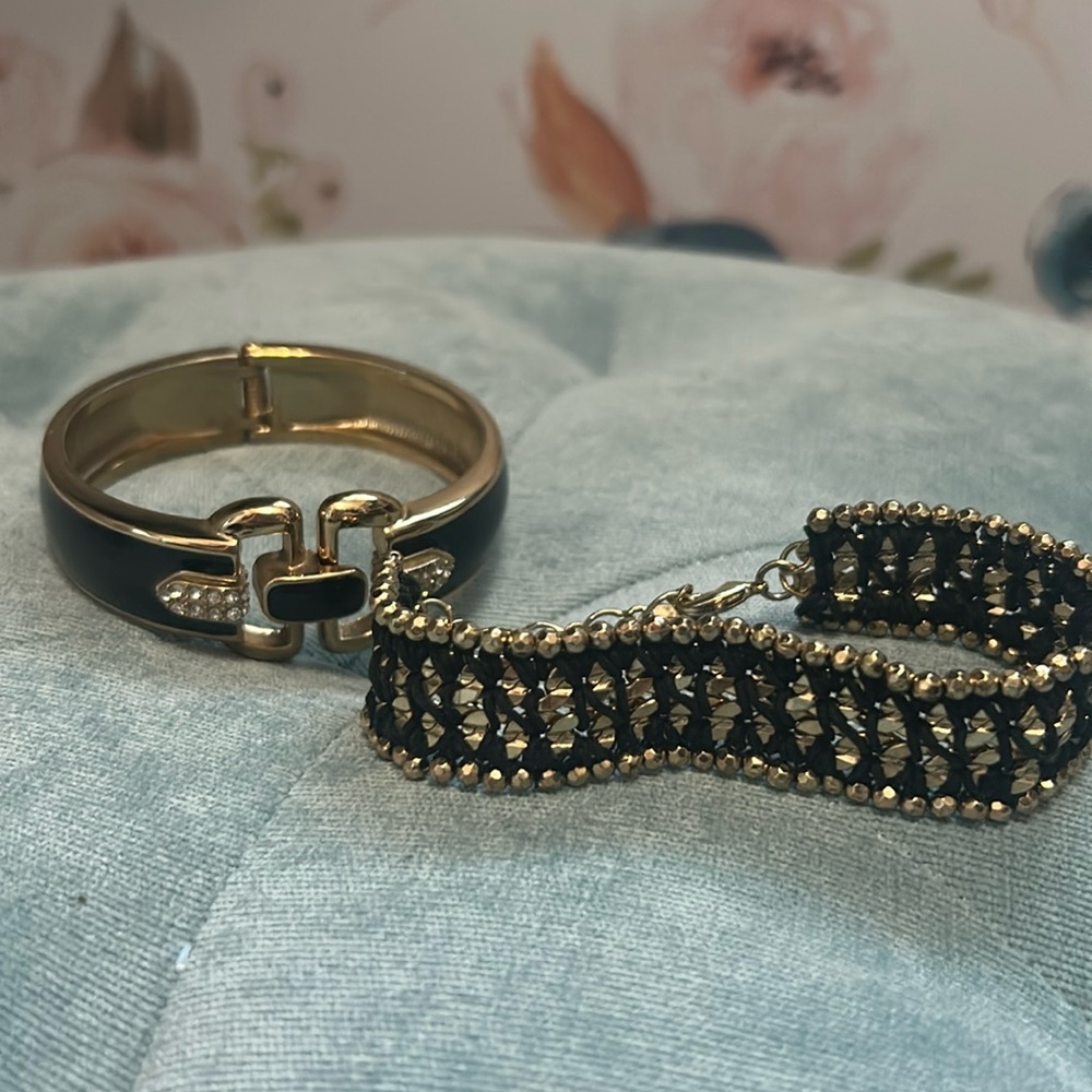 Stella & Dot black and gold bracelet bundle